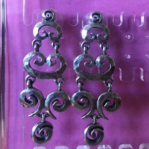 Silver Swirl Chandelier Earrings